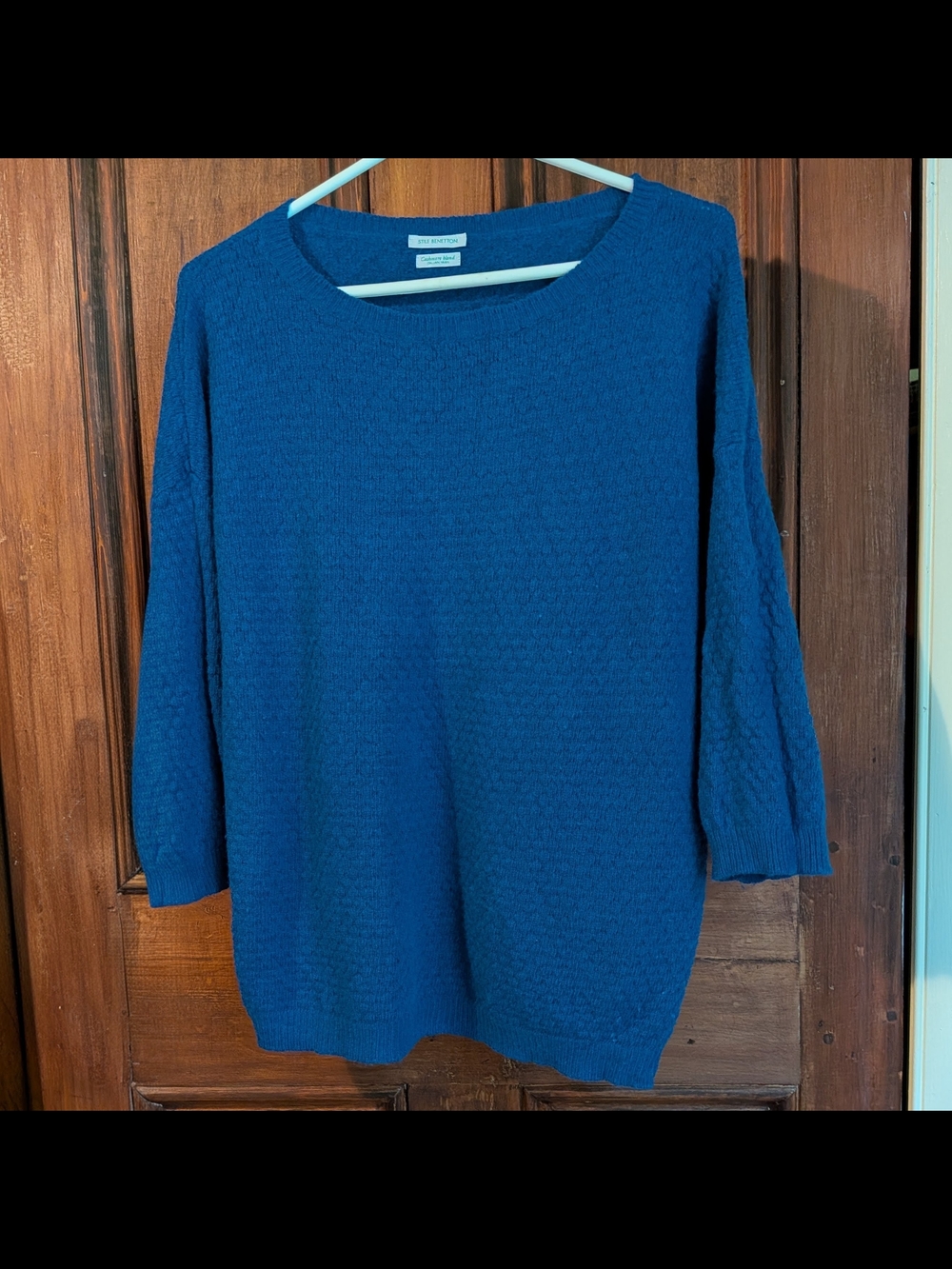 Oversized Stile Benetton Cerulean Blue Cashmere Blend Knit Sweater